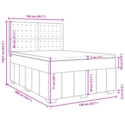 vidaXL Box spring postel s matrací tmavě šedá 140x200 cm textil