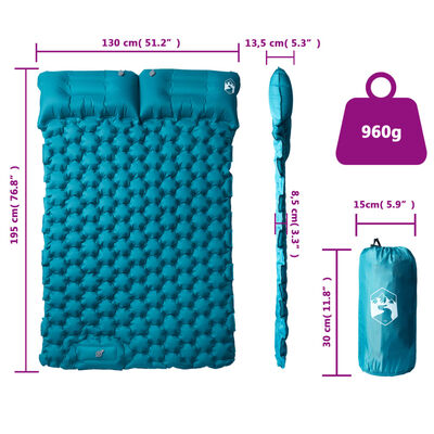 vidaXL Samonafukovací kempingová matrace s polštáři 2 osoby modrá