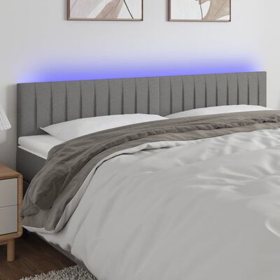 vidaXL Čelo postele s LED tmavě šedé 200x5x78/88 cm textil