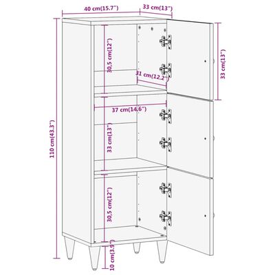 vidaXL Skříň highboard 40 x 33 x 110 cm masivní mangovníkové dřevo