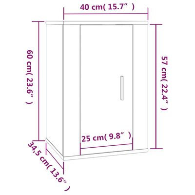 vidaXL Nástěnné TV skříňky 2 ks dub sonoma 40 x 34,5 x 60 cm