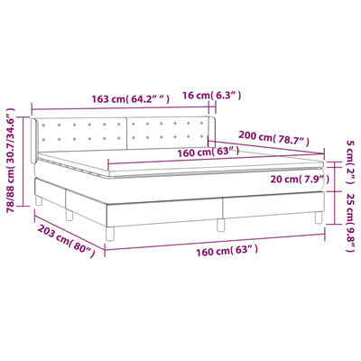 vidaXL Box spring postel s matrací tmavě modrá 160x200 cm samet