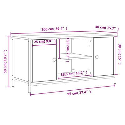 vidaXL TV skříňka hnědý dub 100 x 40 x 50 cm kompozitní dřevo