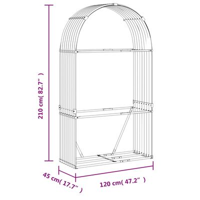 vidaXL Stojan na dřevo světle hnědý 120 x 45 x 210 cm pozinkovaná ocel