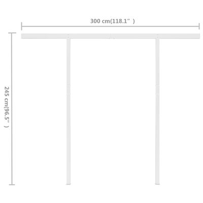 vidaXL Ručně zatahovací markýza se sloupky 3 x 2,5 m krémová