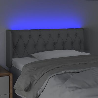 vidaXL Čelo postele s LED světle šedé 93 x 16 x 78/88 cm textil