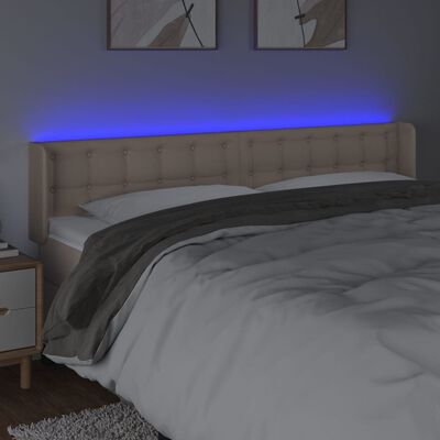 vidaXL Čelo postele s LED cappuccino 183 x 16 x 78/88 cm umělá kůže