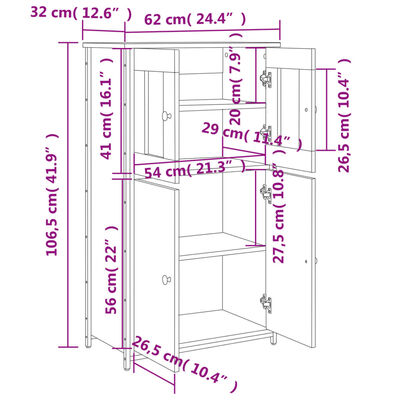 vidaXL Skříň highboard černá 62 x 32 x 106,5 cm kompozitní dřevo