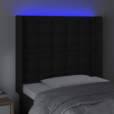 vidaXL Čelo postele s LED černé 103 x 16 x 118/128 cm umělá kůže