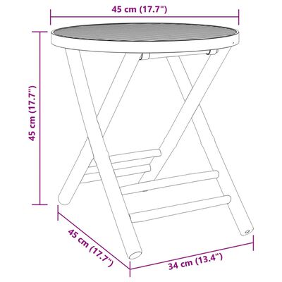 vidaXL 3dílný skládací bistro set s tmavě šedými poduškami bambus