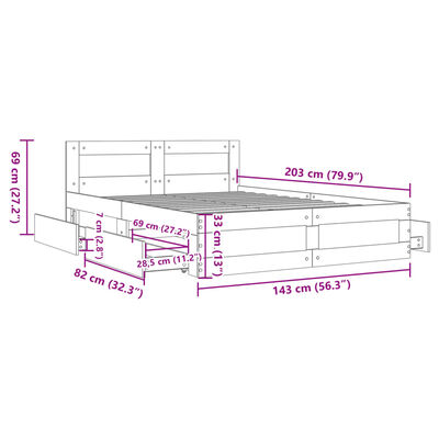 vidaXL Rám postele s čelem kouřový dub 140 x 200 cm kompozitní dřevo