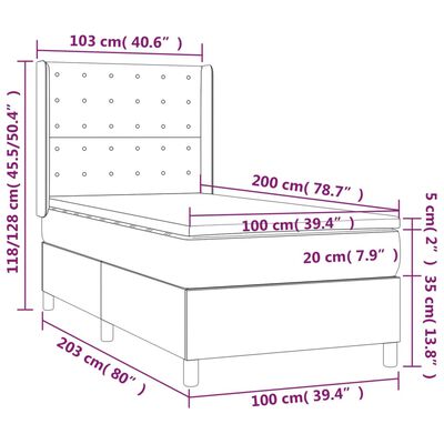 vidaXL Box spring postel s matrací a LED černá 100x200 cm samet