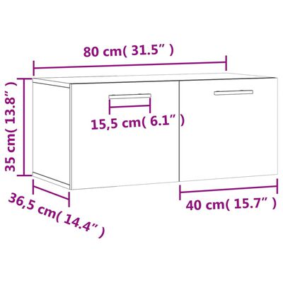 vidaXL Nástěnná skříňka bílá s vysokým leskem 80x36,5x35 cm kompozit