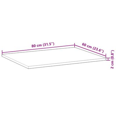 vidaXL Koupelnová deska neošetřená 80x60x2 cm masivní akáciové dřevo