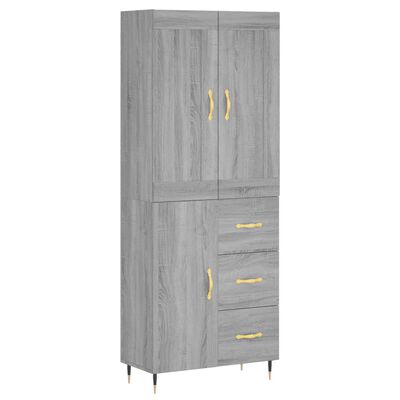 vidaXL Skříň highboard šedá sonoma 69,5 x 34 x 180 cm kompozitní dřevo