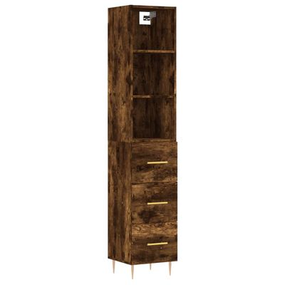 vidaXL Skříň highboard kouřový dub 34,5 x 34 x 180 cm kompozitní dřevo