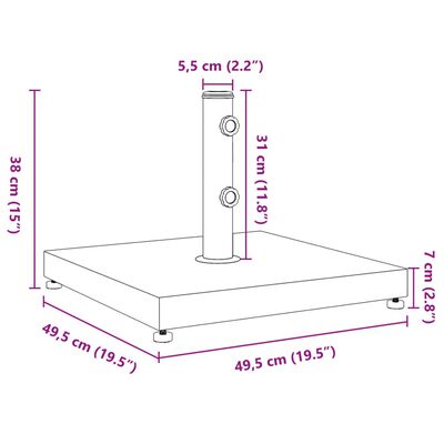 vidaXL Stojan na slunečník pro tyč Ø 32 / 38 / 48 mm 28 kg čtvercový