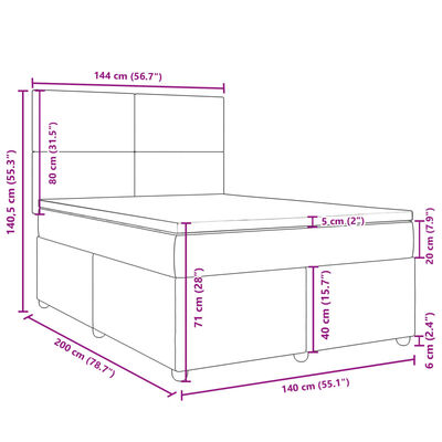 vidaXL Box spring postel s matrací světle šedá 140 x 200 cm textil