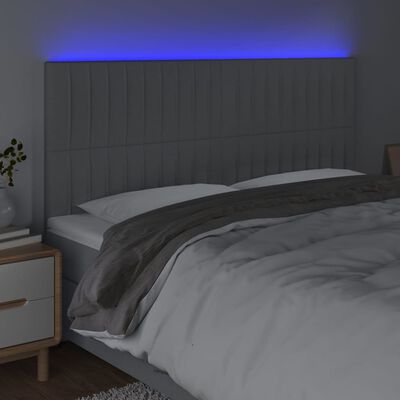 vidaXL Čelo postele s LED světle šedé 180x5x118/128 cm textil