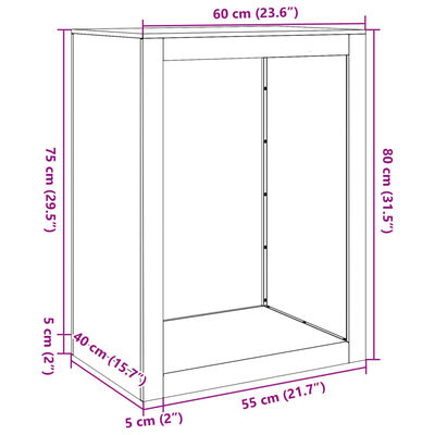 vidaXL Stojan na palivové dřevo 60 x 40 x 80 cm nerezová ocel