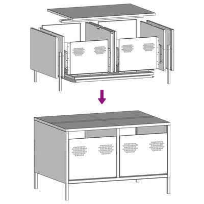 vidaXL TV skříňka růžová 68 x 50 x 43,5 cm ocel válcovaná za studena