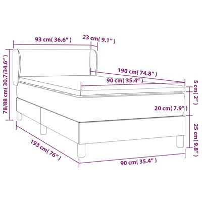 vidaXL Box spring postel s matrací růžová 90x190 cm samet