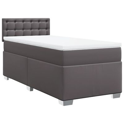 vidaXL Box spring postel s matrací šedá 90x190 cm umělá kůže