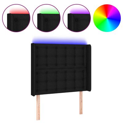 vidaXL Čelo postele s LED černé 83 x 16 x 118/128 cm textil