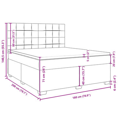 vidaXL Box spring postel s matrací světle šedá 180x200 cm samet