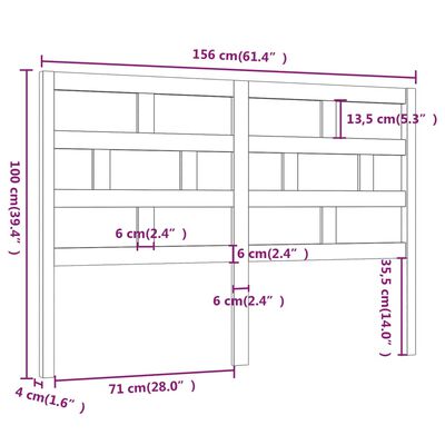 vidaXL Čelo postele šedé 156 x 4 x 100 cm masivní borovice