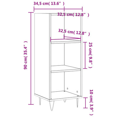 vidaXL Příborník betonově šedý 34,5 x 32,5 x 90 cm kompozitní dřevo