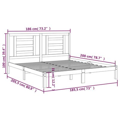 vidaXL Rám postele masivní dřevo 180 x 200 cm Super King Size