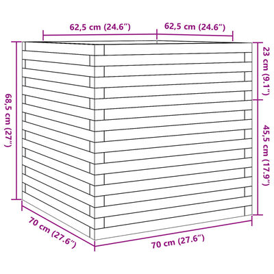 vidaXL Zahradní truhlík 70 x 70 x 68,5 cm impregnované borové dřevo