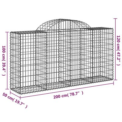 vidaXL Klenuté gabionové koše 15ks 200x50x100/120cm pozinkované železo