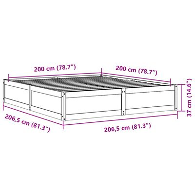 vidaXL Postel bez matrace bílá 200 x 200 cm masivní borovice