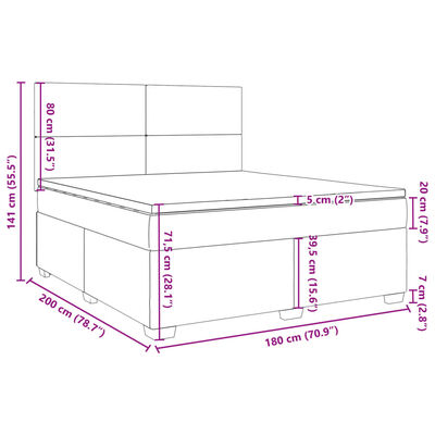 vidaXL Box spring postel s matrací světle šedá 180x200 cm samet