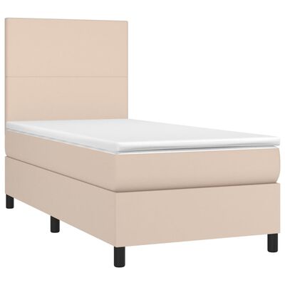 vidaXL Box spring postel matrace a LED cappuccino 80x200 cm umělá kůže