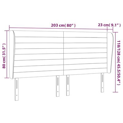 vidaXL Čelo postele typu ušák růžová 203x23x118/128 cm samet