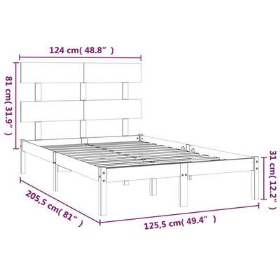 vidaXL Rám postele medově hnědý masivní dřevo 120 x 200 cm