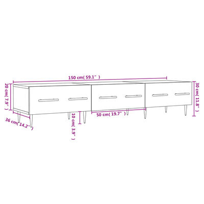 vidaXL TV skříňka šedá sonoma 150 x 36 x 30 cm kompozitní dřevo