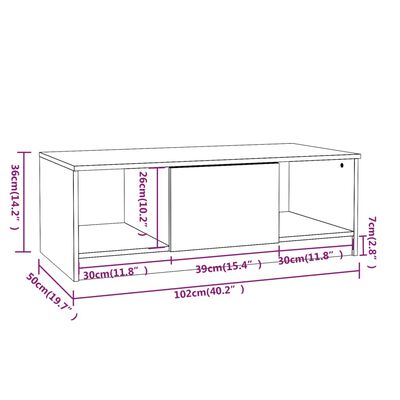 vidaXL Konferenční stolek dub sonoma 102 x 50 x 36 cm kompozitní dřevo