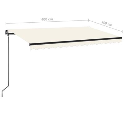 vidaXL Ručně zatahovací markýza s LED světlem 400 x 350 cm krémová