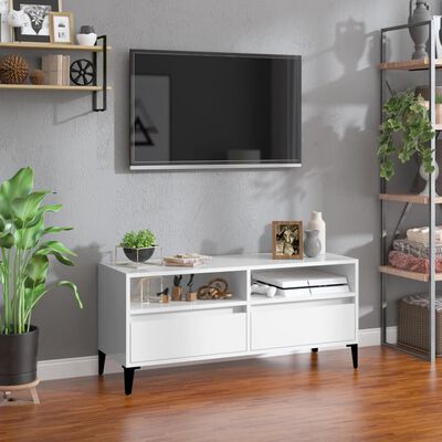 vidaXL TV skříňka bílá vysoký lesk 100x34,5x44,5 cm kompozitní dřevo