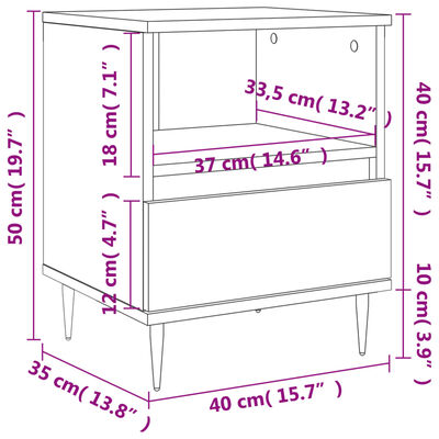 vidaXL Noční stolek bílý s vysokým leskem 40x35x50 cm kompozitní dřevo