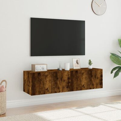 vidaXL Nástěnné TV skříňky s LED 2 ks kouřový dub 60 x 35 x 31 cm