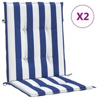 vidaXL Podušky na židli nízké opěradlo 2 ks modré a bílé pruhy textil