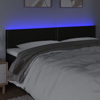 vidaXL Čelo postele s LED černé 200x5x78/88 cm textil