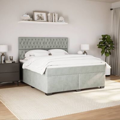 vidaXL Box spring postel s matrací světle šedá 180x200 cm samet