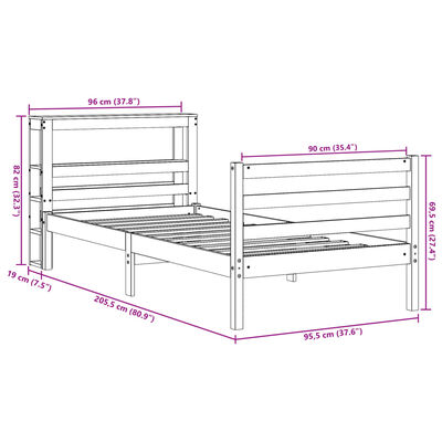 vidaXL Postel bez matrace 90 x 200 cm masivní borovice