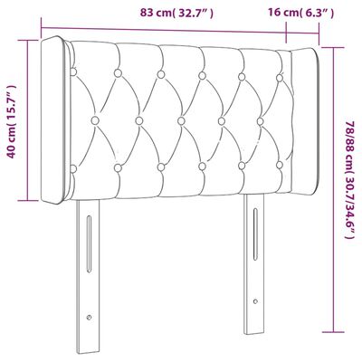 vidaXL Čelo postele typu ušák tmavě šedé 83x16x78/88 cm samet